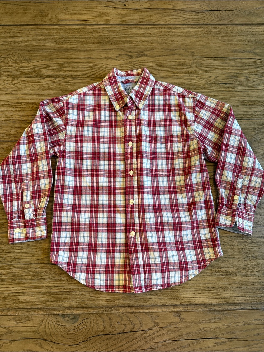 GAP Red and White Plaid Authentic Oxford Button-Down Shirt